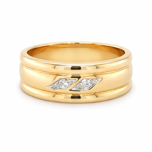 10K Yellow gold and 0.05TDW Diamond Men's Band