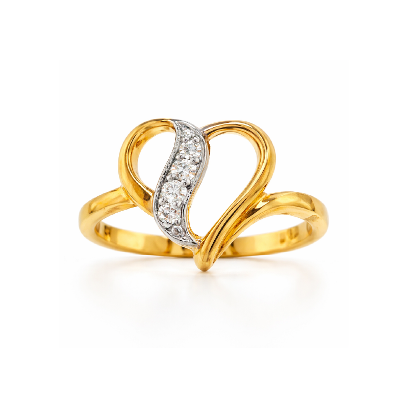 10K Yellow Gold 0.06TDW Diamond Accent Heart Ring