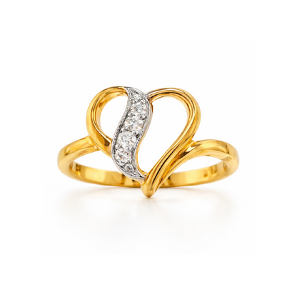 10K Yellow Gold 0.06TDW Diamond Accent Heart Ring