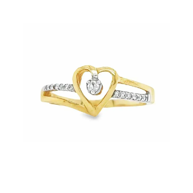 0.09 Carat Diamond Solitaire Heart Ring In 10K Yellow Gold