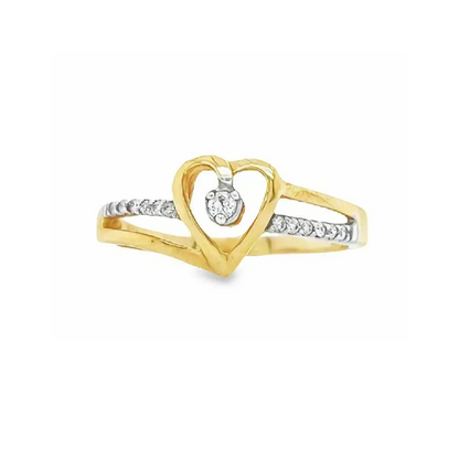 0.09 Carat Diamond Solitaire Heart Ring In 10K Yellow Gold