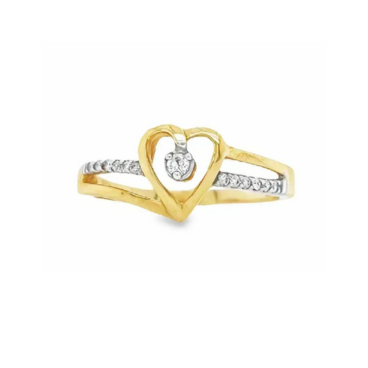 0.09 Carat Diamond Solitaire Heart Ring In 10K Yellow Gold