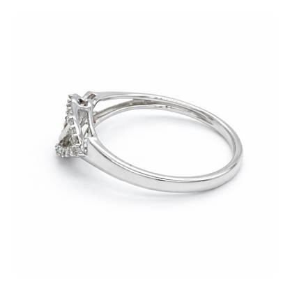 10K White Gold 0.10CT Women's Diamond Double Heart Ring