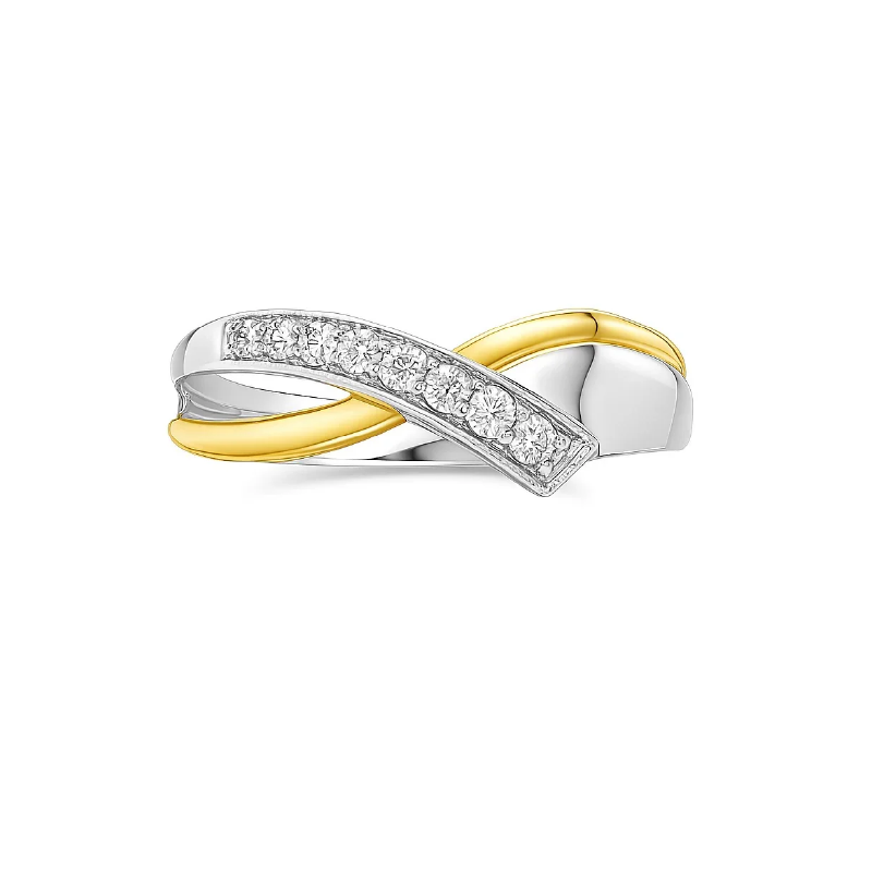 0.13 Ct TDW Diamond Special Anniversary Ring In 10K Yellow And White Gold