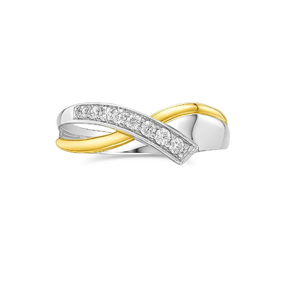 0.13 Ct TDW Diamond Special Anniversary Ring In 10K Yellow And White Gold