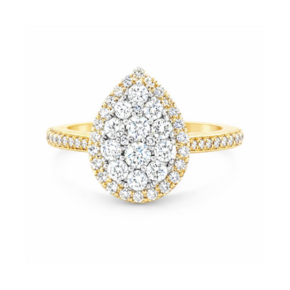 0.75TDW Diamond Pear Shape Ring in 10K Yellow Gold