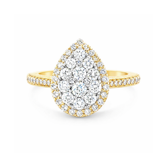 0.75TDW Diamond Pear Shape Ring in 10K Yellow Gold