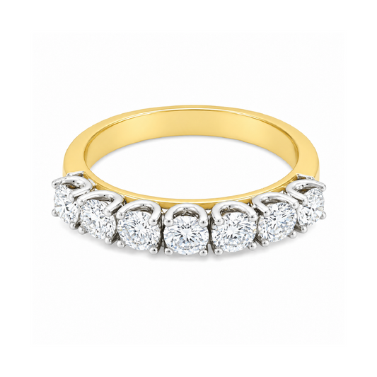 14K Yellow and White Gold 1.0CT Diamond Claw Set Anniversary Band