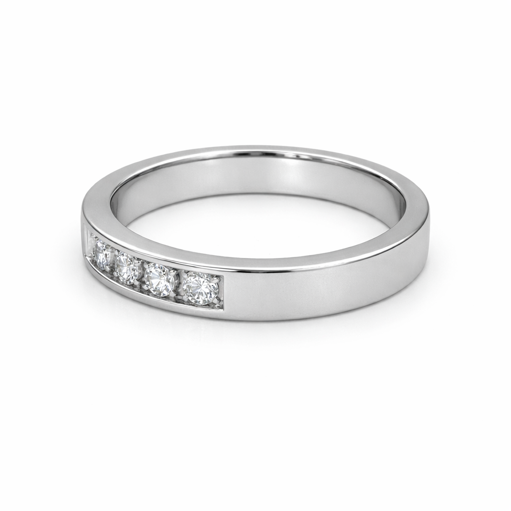 14K White Gold 0.75CT Nine Diamond Anniversary Band