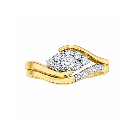 10K Yellow and White Gold 0.41TDW Diamond & 0.23 CT Canadian Diamond Wedding Set