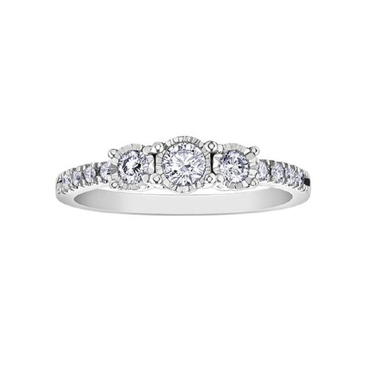 0.33TDW Diamond Illusion Wedding Ring Set in 10K White Gold