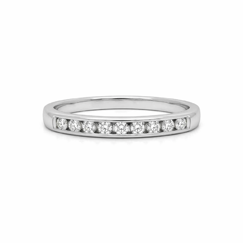 0.10TDW Diamond Comfort fit Anniversary & Wedding Band in 10k White Gold
