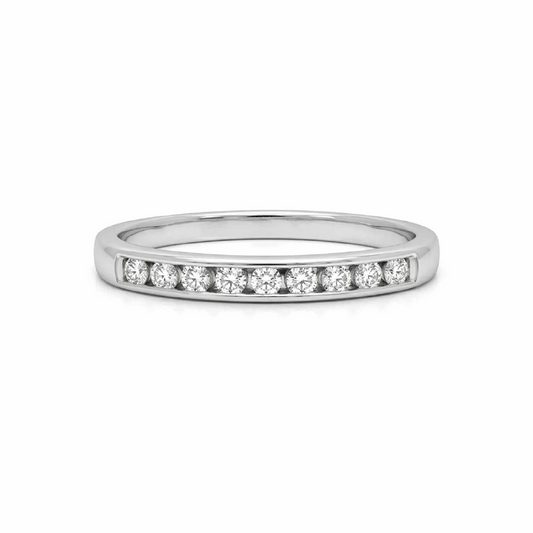 0.10TDW Diamond Comfort fit Anniversary & Wedding Band in 10k White Gold
