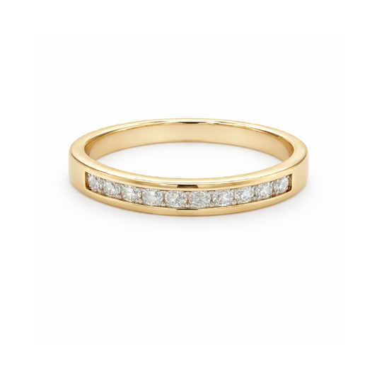 0.10TDW diamond Comfort fit Anniversary & Wedding Band in 10k Yellow Gold