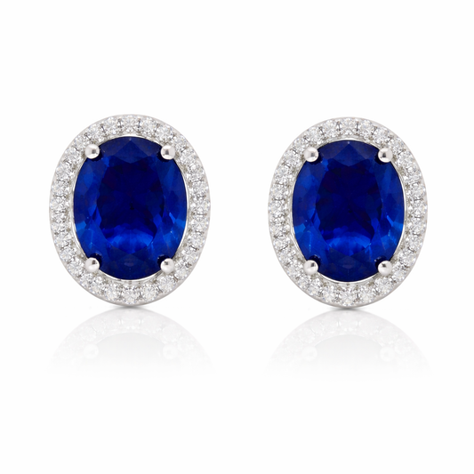 September Birthstone Oval Earring CZ In Sterling Silver