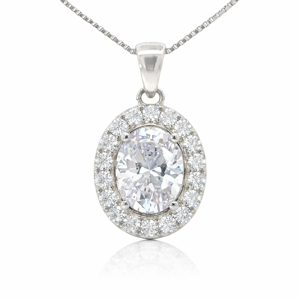 April Birthstone Color CZ Pendant in Sterling Silver