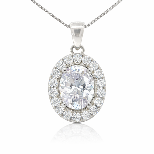 April Birthstone Color CZ Pendant in Sterling Silver