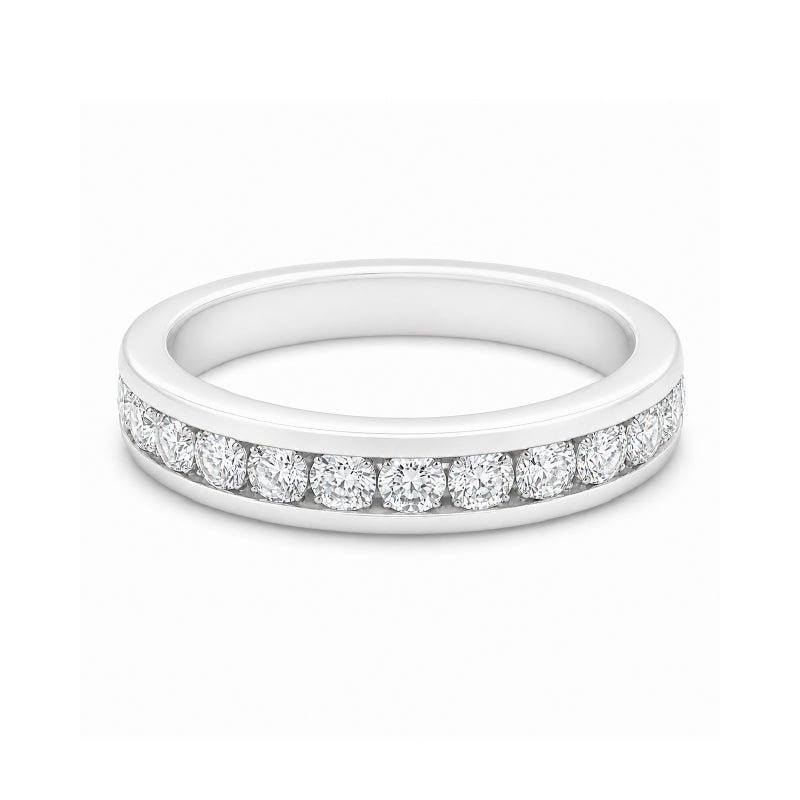 14K White Gold 0.90TDW Channel Set Semi Eternity Diamond Band