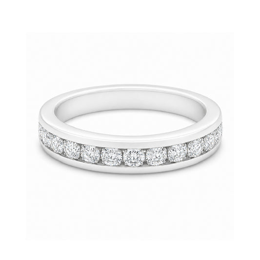 14K White Gold 0.90TDW Channel Set Semi Eternity Diamond Band