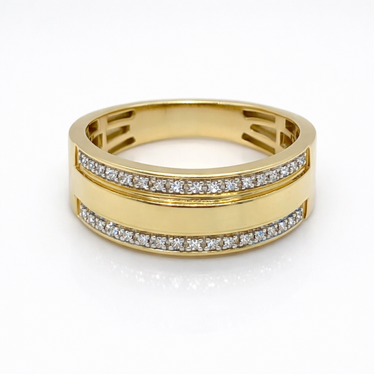 10K Yellow Gold 0.10TDW Diamond Men's Band