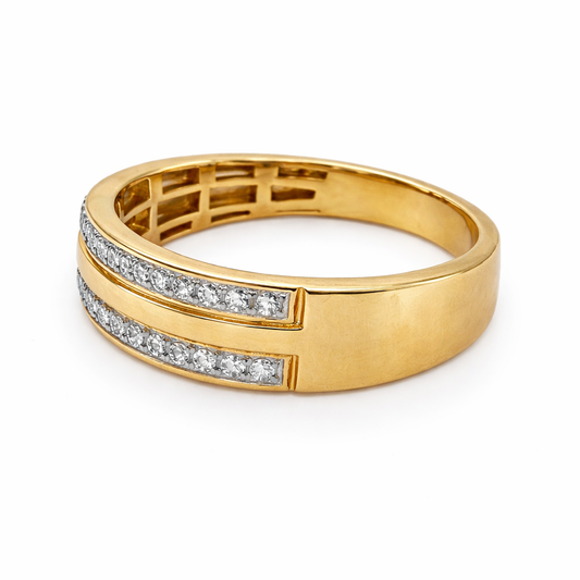 10K Yellow Gold 0.10TDW Diamond Men's Band
