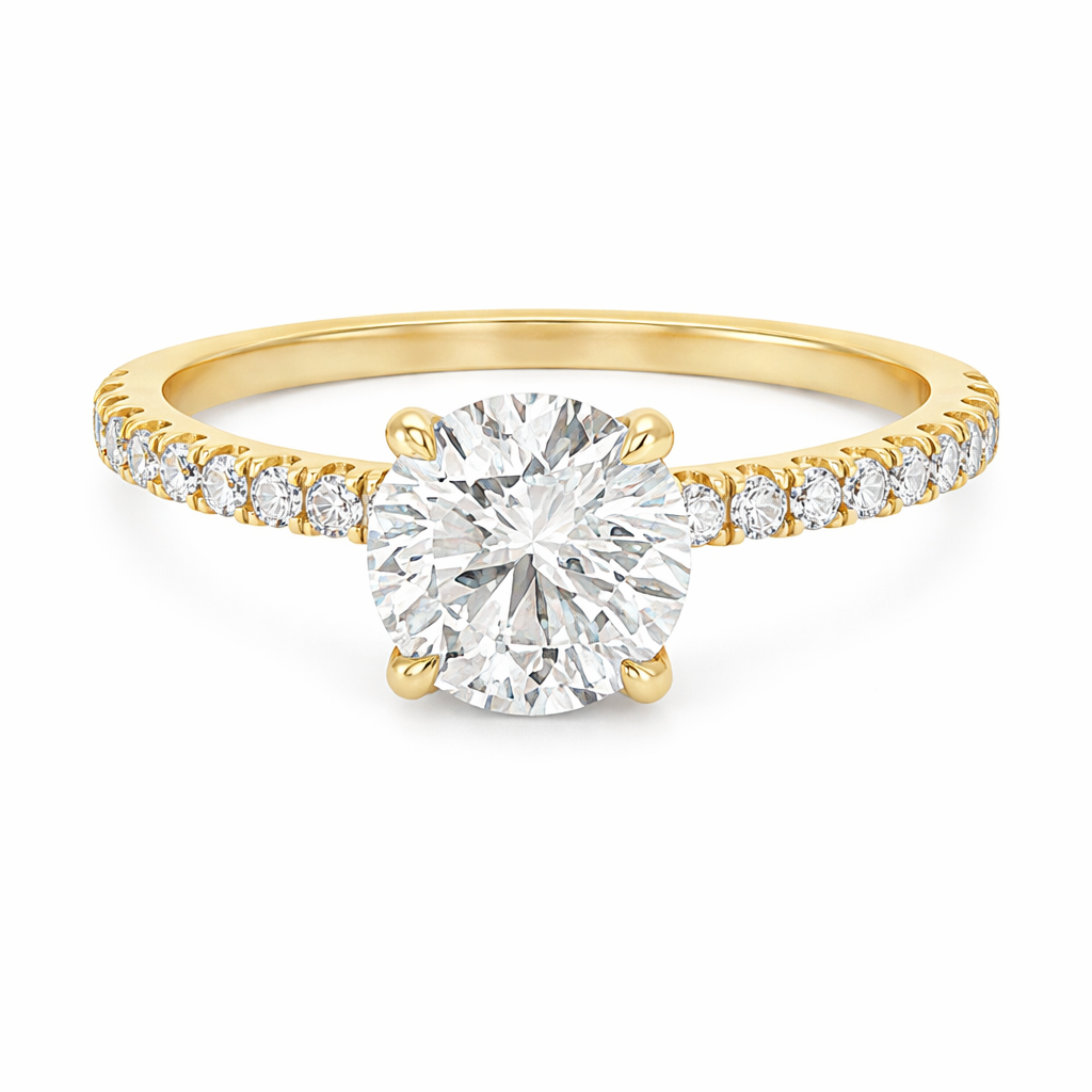 1.23TDW Lab Grown Diamond Solitaire Ring in 14K Yellow Gold
