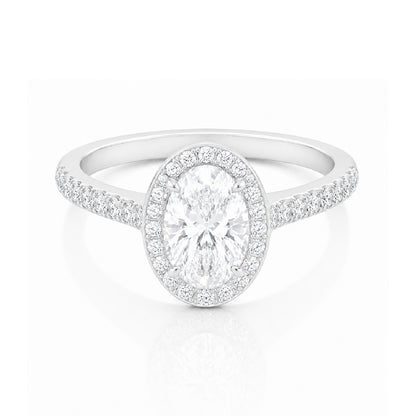 14K White Gold 1.46TDW Oval Lab Grown Diamond Halo Engagement Ring