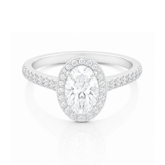 14K White Gold 1.46TDW Oval Lab Grown Diamond Halo Engagement Ring