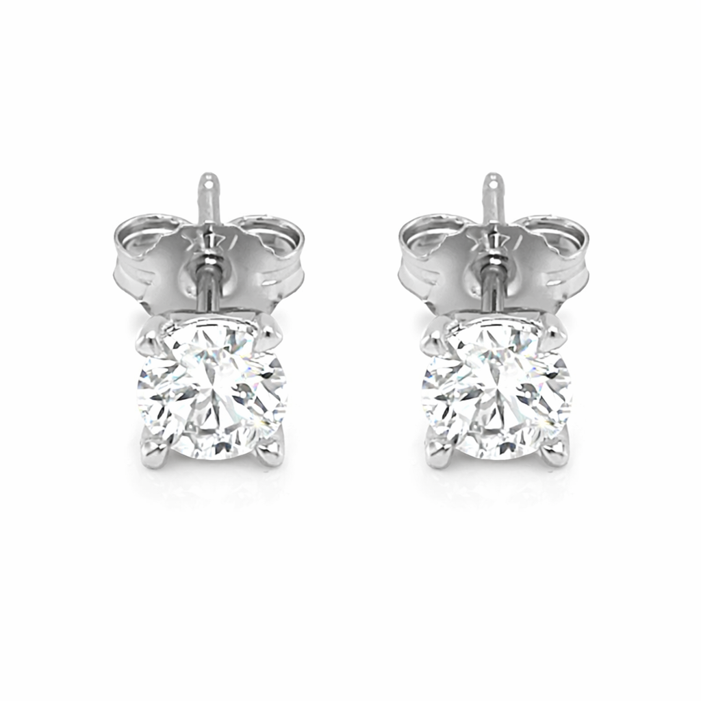 14K White Gold 0.50TDW Lab Grown Diamond Solitaire Stud Earrings