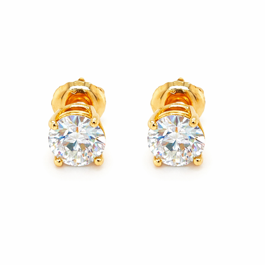 14K Yellow Gold 1.00CT Lab Grown Diamond Solitaire Earrings