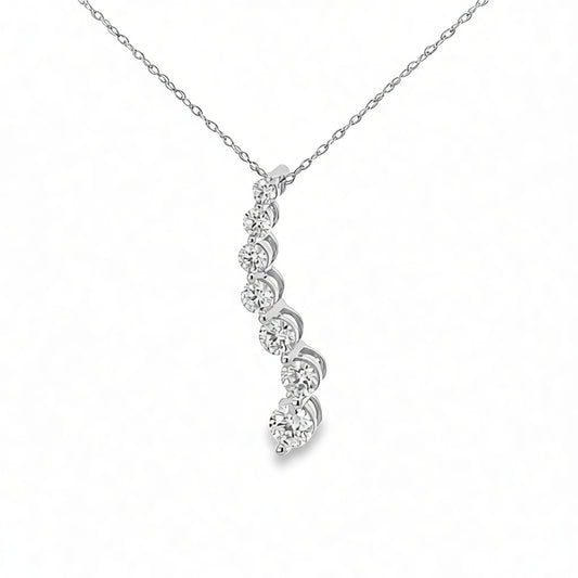 14K White Gold 1.00TDW Lab Grown Diamond Journey Pendant