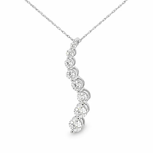 14K White Gold 1.00TDW Lab Grown Diamond Journey Pendant
