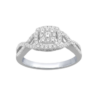 1.00TDW Diamond Bridal Set in 10K White Gold with Four Claws and Micro Pave Setting