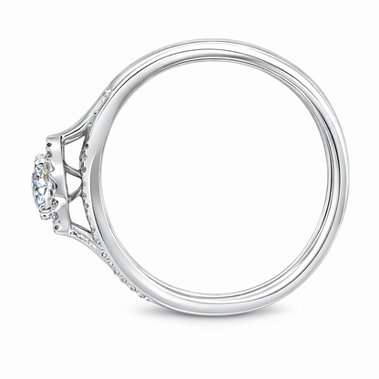Sparkling 10K White Gold and 0.25TDW Diamond Bridal Set with Round Cluster