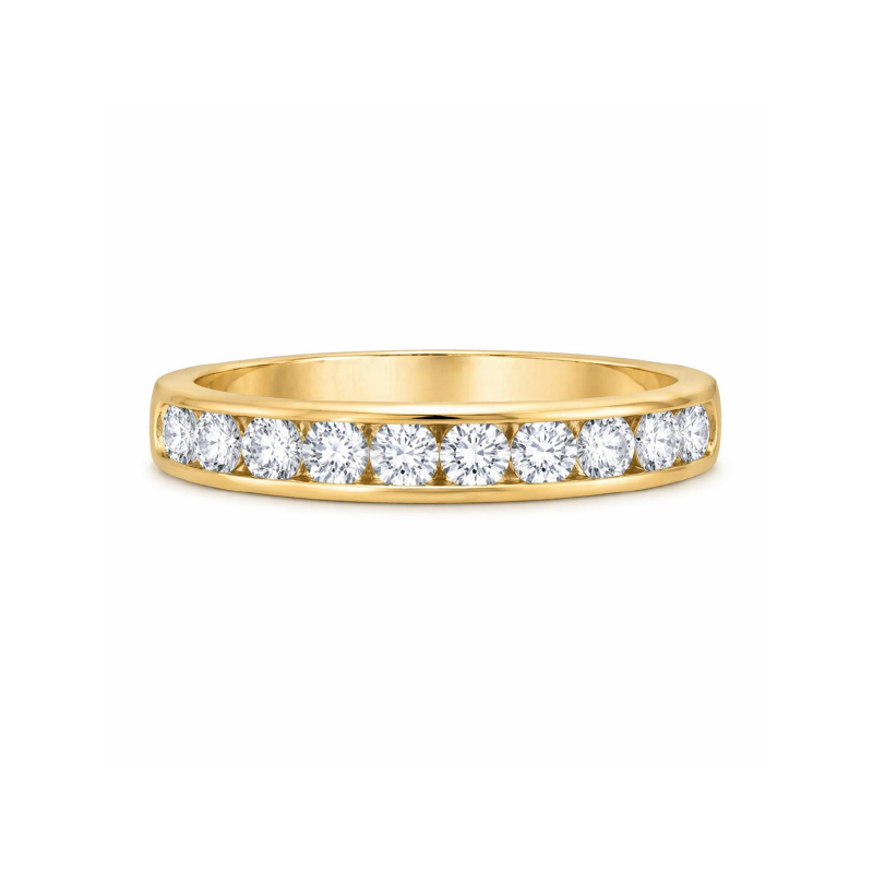 10K Yellow Gold 0.50TDW Diamond Channel Set Semi Eternity Wedding Band