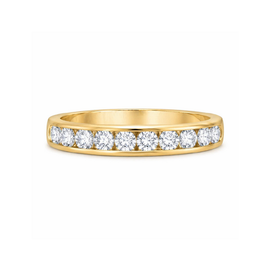 10K Yellow Gold 0.50TDW Diamond Channel Set Semi Eternity Wedding Band