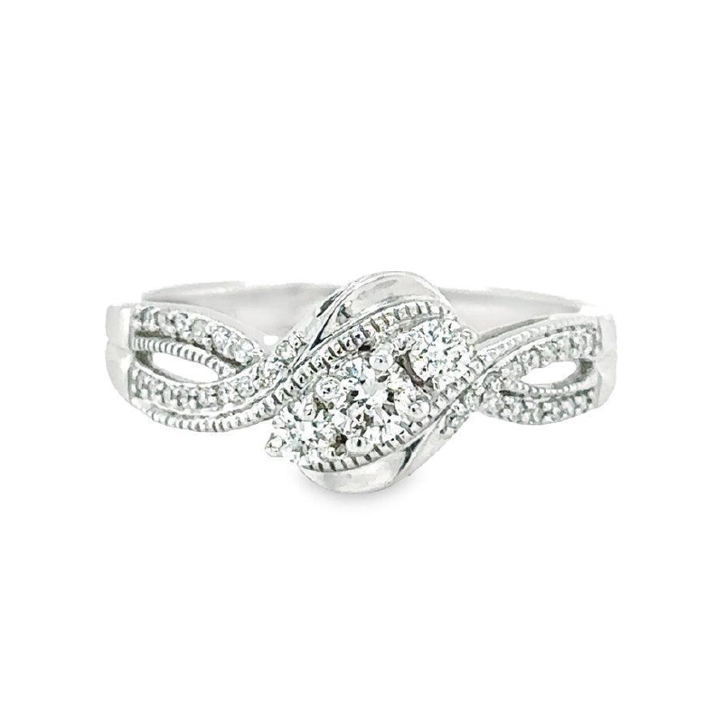 14K White Gold Diamond Engagement Ring with 0.33 Total Diamond Weight