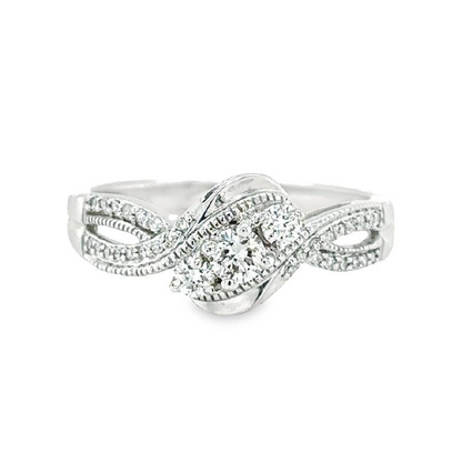 14K White Gold Diamond Engagement Ring with 0.33 Total Diamond Weight