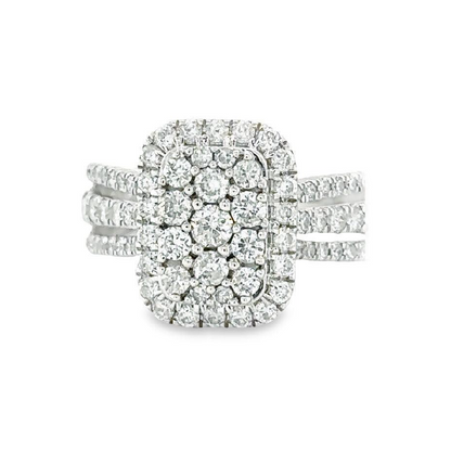 1.00TDW Diamond Engagement Ring in 10K White Gold with Emerald Face