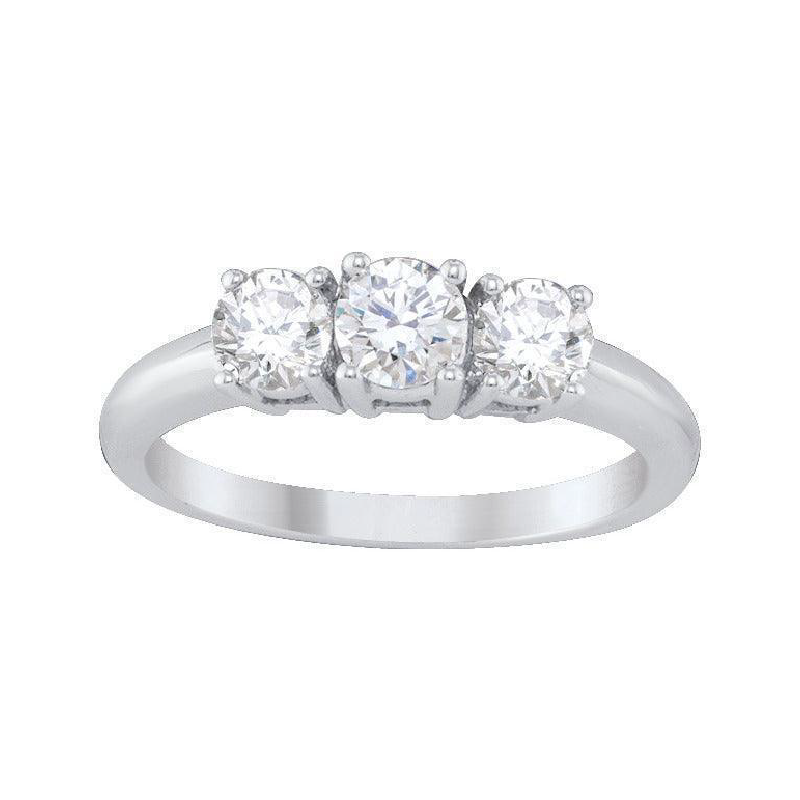 14k White Gold 1.50TDW Three Diamond Past Present and Future Ring