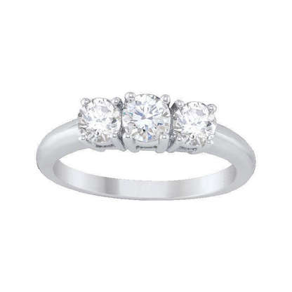 14k White Gold 1.50TDW Three Diamond Past Present and Future Ring
