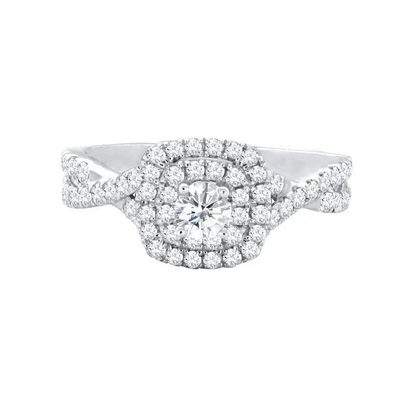 14k White Gold 0.90TDW Diamond Solitaire Infinity Style Bridal set