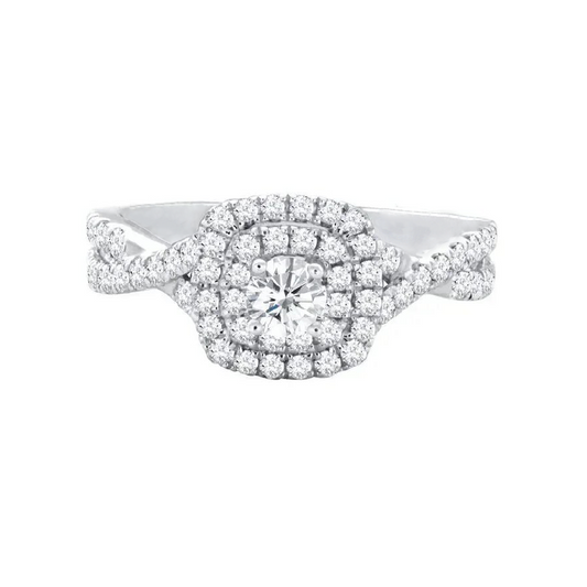 14k White Gold 0.90TDW Diamond Solitaire Infinity Style Bridal set
