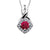 10K White Gold Garnet and Diamond Halo Pendant with Chain