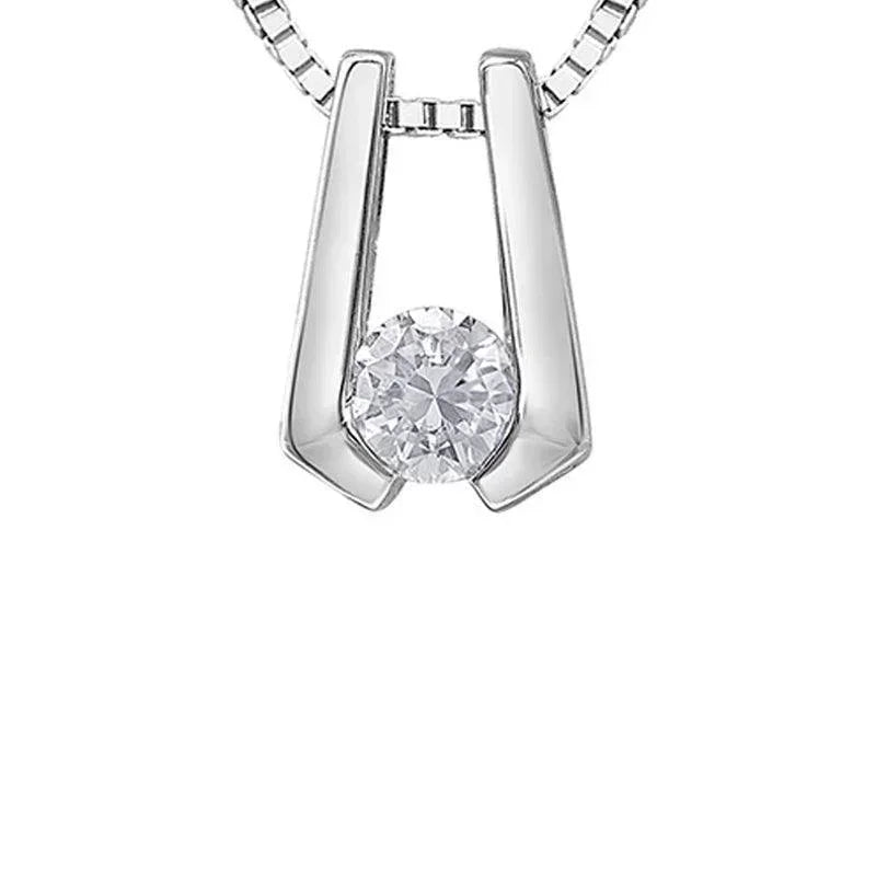 0.17CT Canadian Solitaire Diamond 10K White Gold Pendant