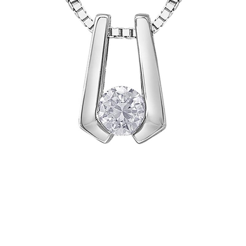 0.17CT Canadian Solitaire Diamond 10K White Gold Pendant