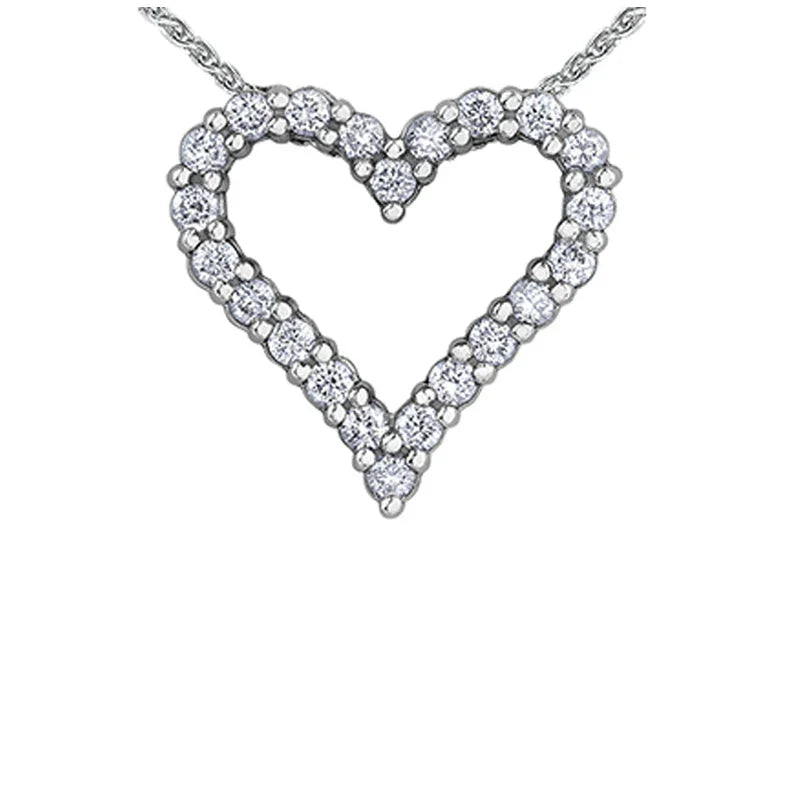 0.50TDW Diamond Heart Pendant in 10K White Gold