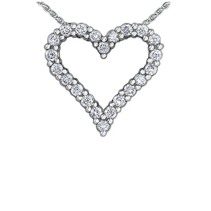 0.50TDW Diamond Heart Pendant in 10K White Gold