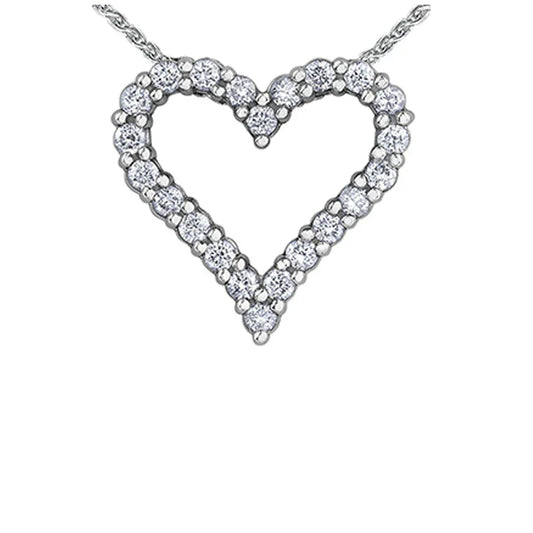 0.50TDW Diamond Heart Pendant in 10K White Gold
