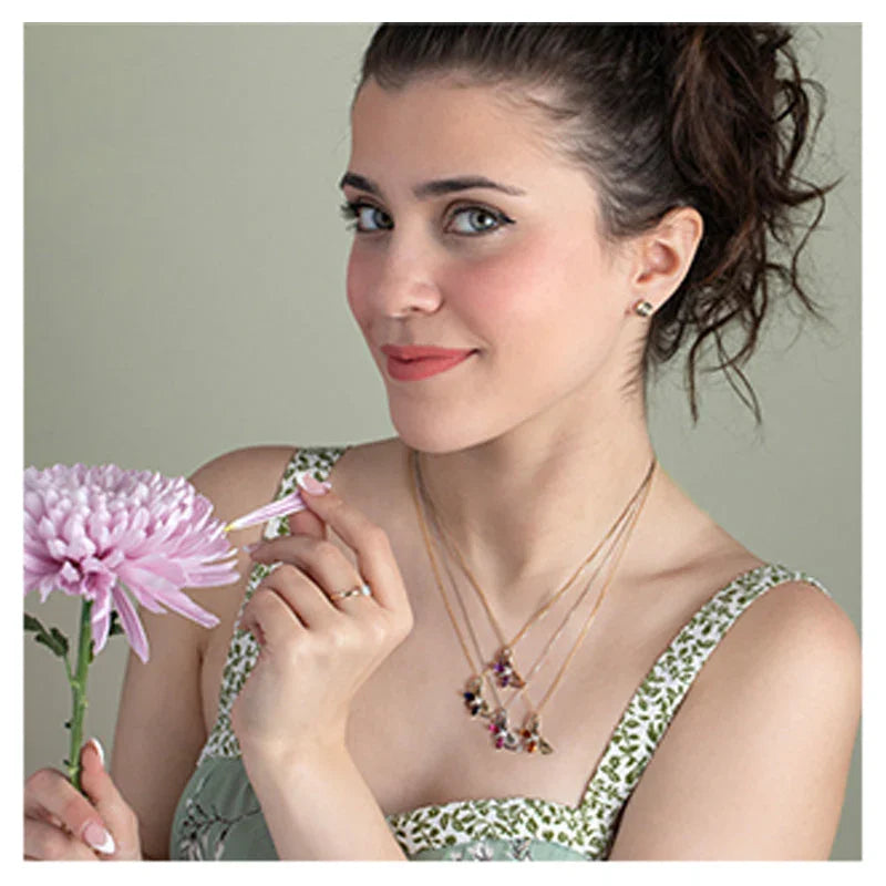 10K Yellow Gold Sapphire and Diamond Butterfly Pendant